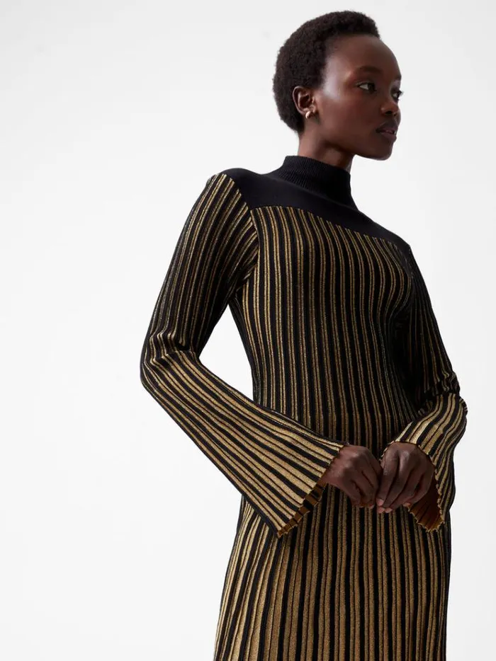 French Connection Dresses Journee Mari Lurex Long Sleeve Dress Blackout 8211 Woman