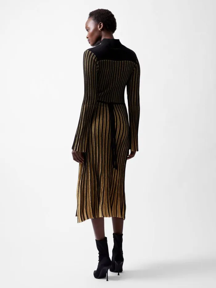 French Connection Dresses Journee Mari Lurex Long Sleeve Dress Blackout 8211 Woman