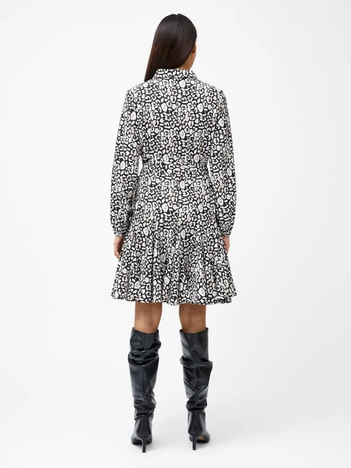 French Connection Dresses Leopard Print Collared Swing Dress Black Multi 8211 Woman