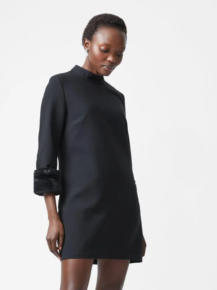French Connection Dresses Luxe Faux Fur Three Quarter Sleeve Cuffs Mini Dress Black 8211 Woman French Connection Dresses Luxe Faux Fur Three Quarter Sleeve Cuffs Mini Dress Black 8211 Woman