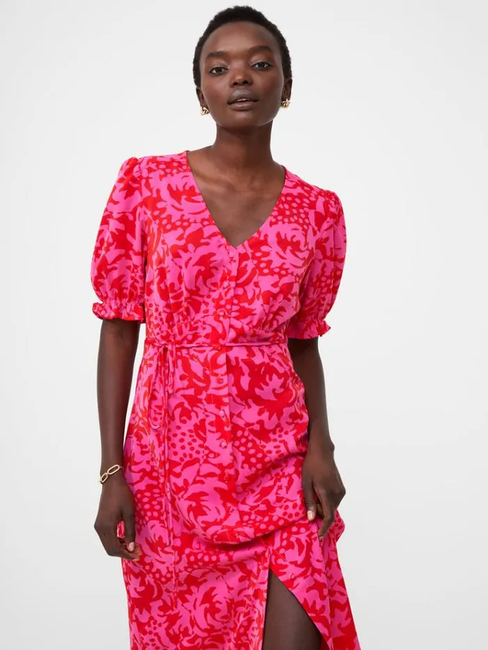 French Connection Dresses Midi Tea Dress Fushiadesert Rose 8211 Woman