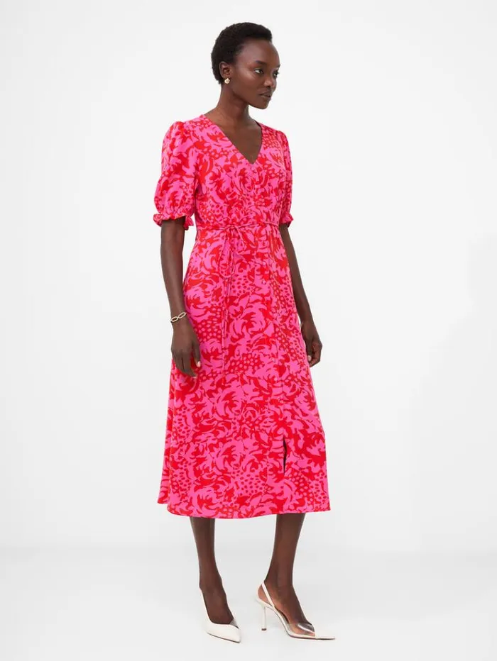 French Connection Dresses Midi Tea Dress Fushiadesert Rose 8211 Woman