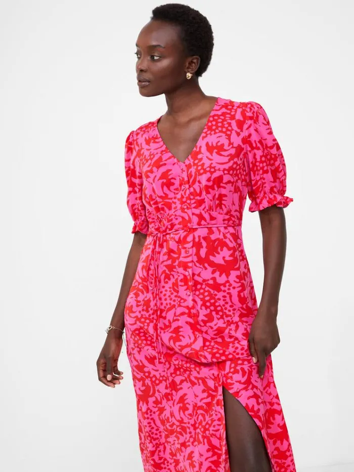 French Connection Dresses Midi Tea Dress Fushiadesert Rose 8211 Woman