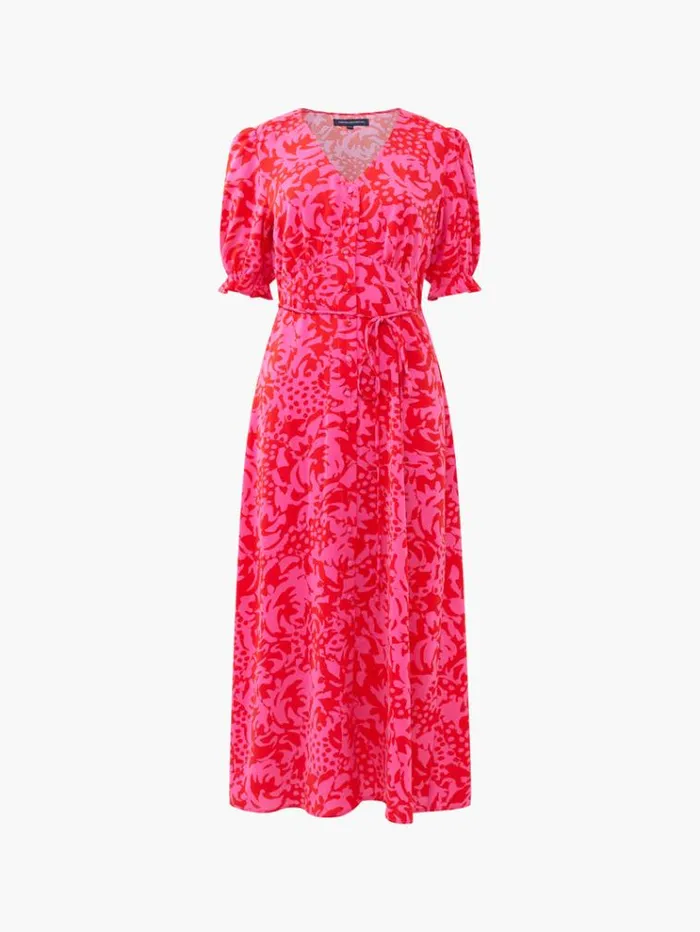 French Connection Dresses Midi Tea Dress Fushiadesert Rose 8211 Woman