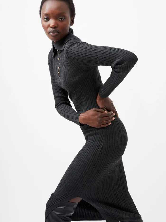 French Connection Dresses Nia Mari Knit Dress Charcoal Mel 8211 Woman