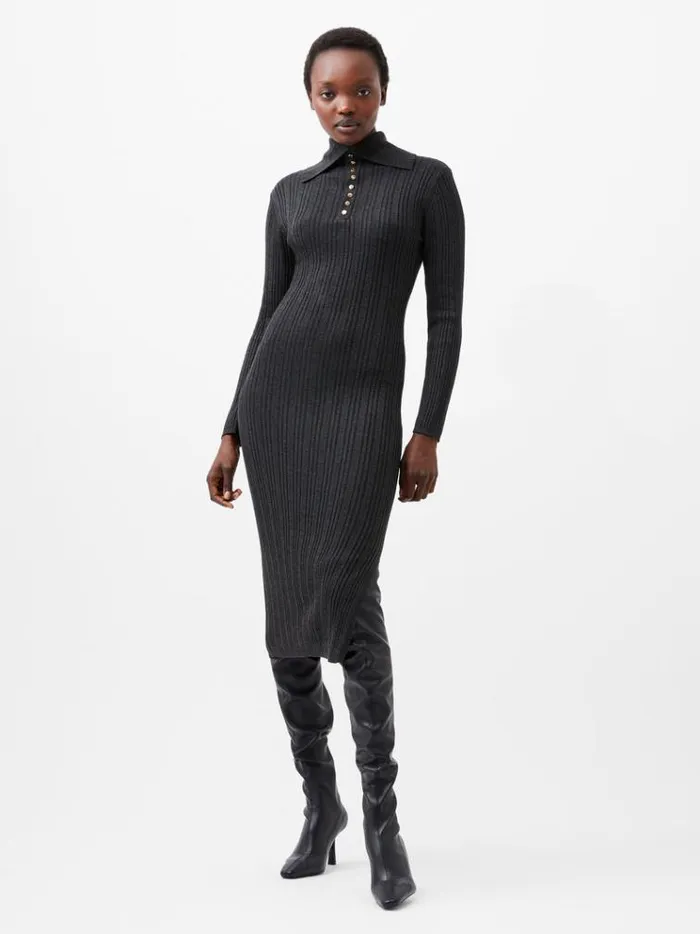 French Connection Dresses Nia Mari Knit Dress Charcoal Mel 8211 Woman