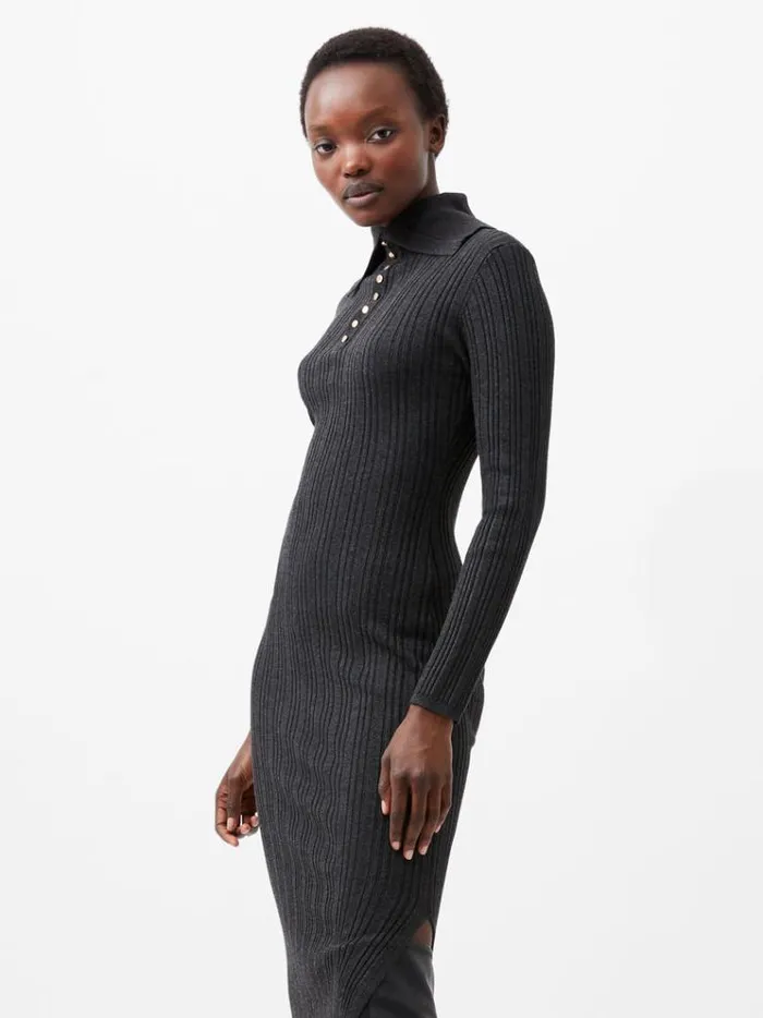 French Connection Dresses Nia Mari Knit Dress Charcoal Mel 8211 Woman