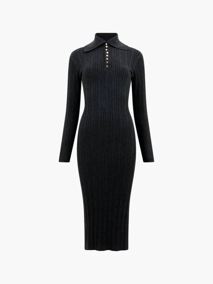 French Connection Dresses Nia Mari Knit Dress Charcoal Mel 8211 Woman