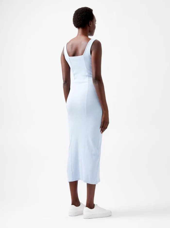 French Connection Dresses Rassia Rib Square Neck Midi Dress Cashmere Blue 8211 Woman