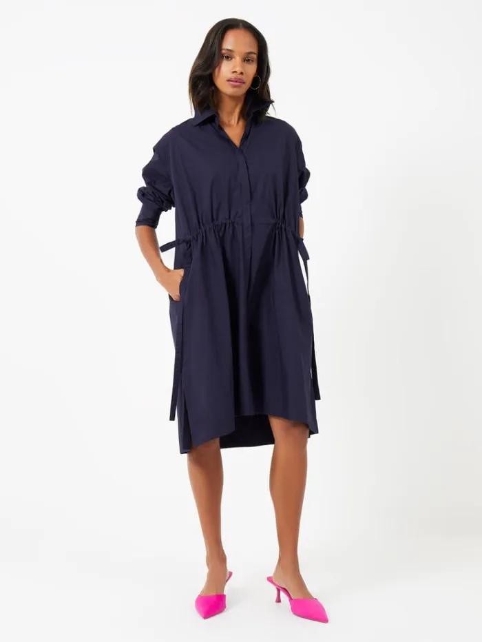 French Connection Dresses Rhodes Poplin Shirt Dress Marine 8211 Woman