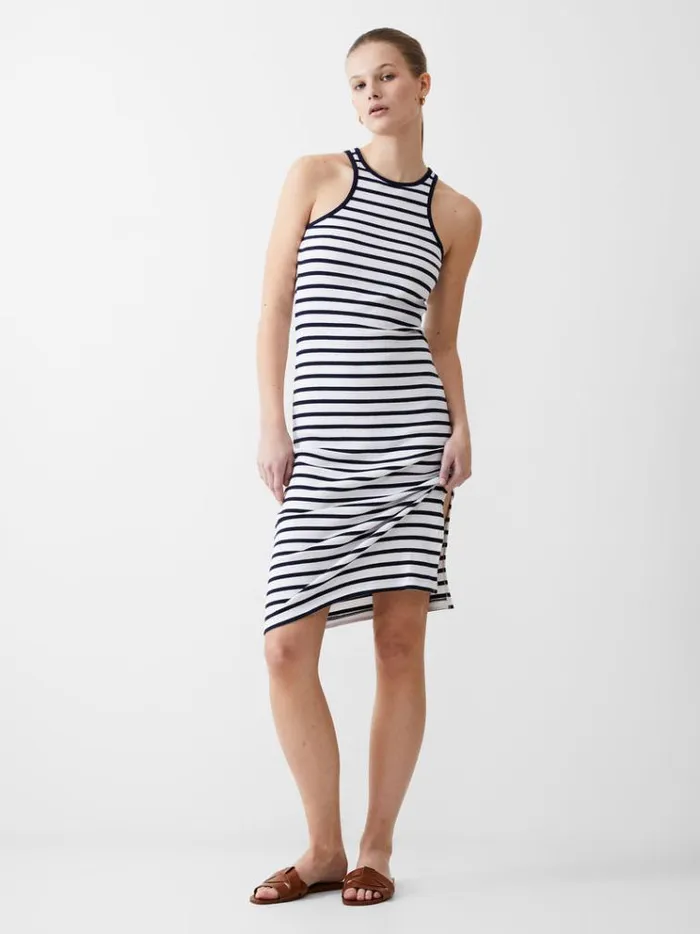 French Connection Dresses Ribbed Racer Stripe Dress Dk Navywhite 8211 Woman