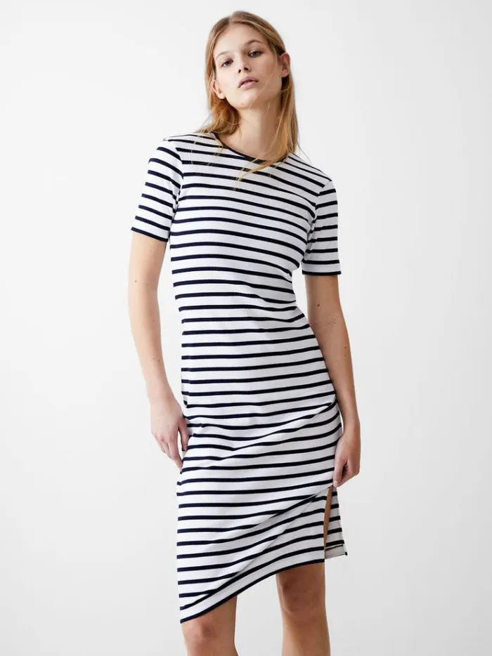 French Connection Dresses Stripe Rib Dress Dk Navywhite 8211 Woman