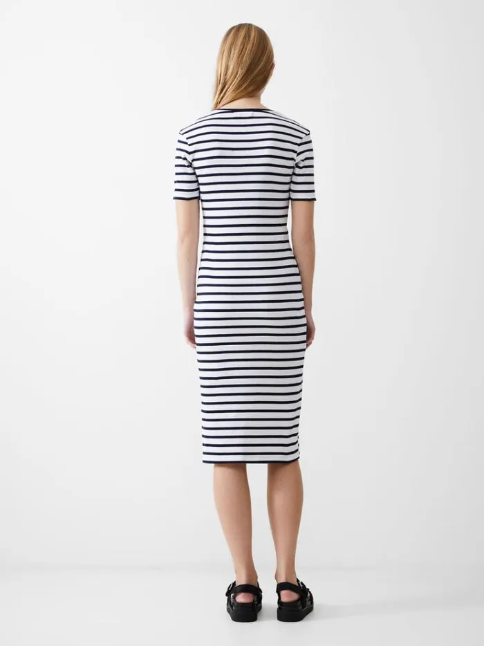 French Connection Dresses Stripe Rib Dress Dk Navywhite 8211 Woman