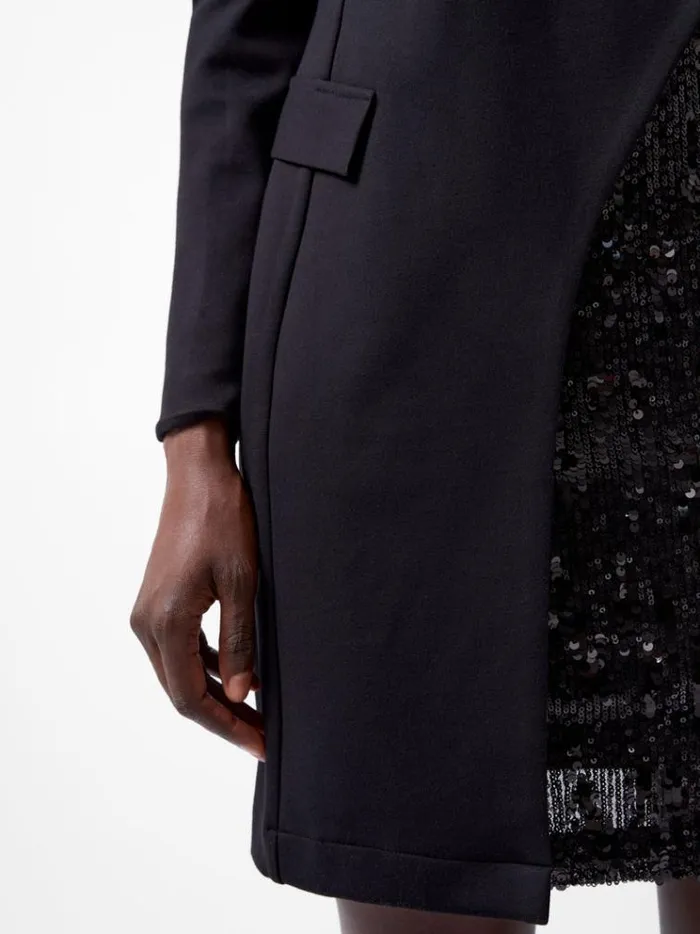 French Connection Dresses Xia Ponte Sequin Jersey Blazer Mini Dress Blackout 8211 Woman