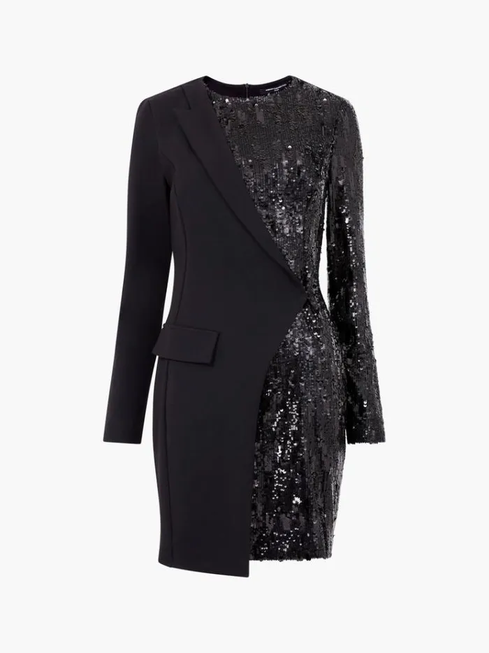 French Connection Dresses Xia Ponte Sequin Jersey Blazer Mini Dress Blackout 8211 Woman