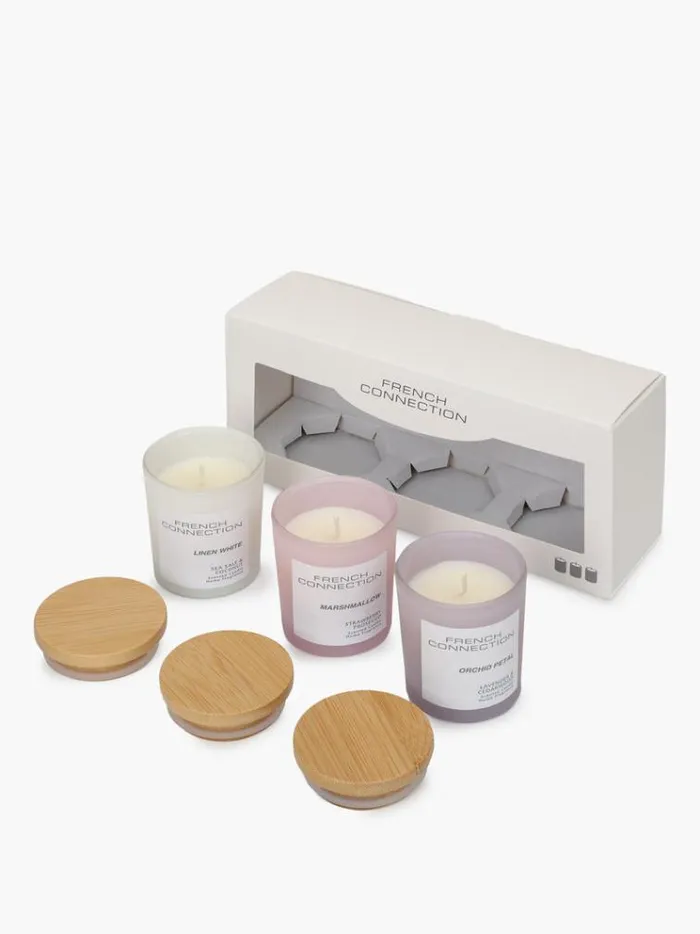 French Connection Home Accessories Serenity Candles Set Of 3 Lavendarcoconutstrawberry 8211 Home