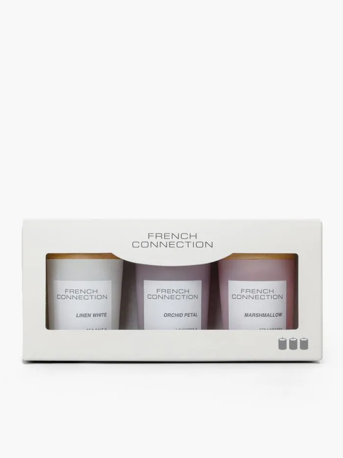 French Connection Home Accessories Serenity Candles Set Of 3 Lavendarcoconutstrawberry 8211 Home