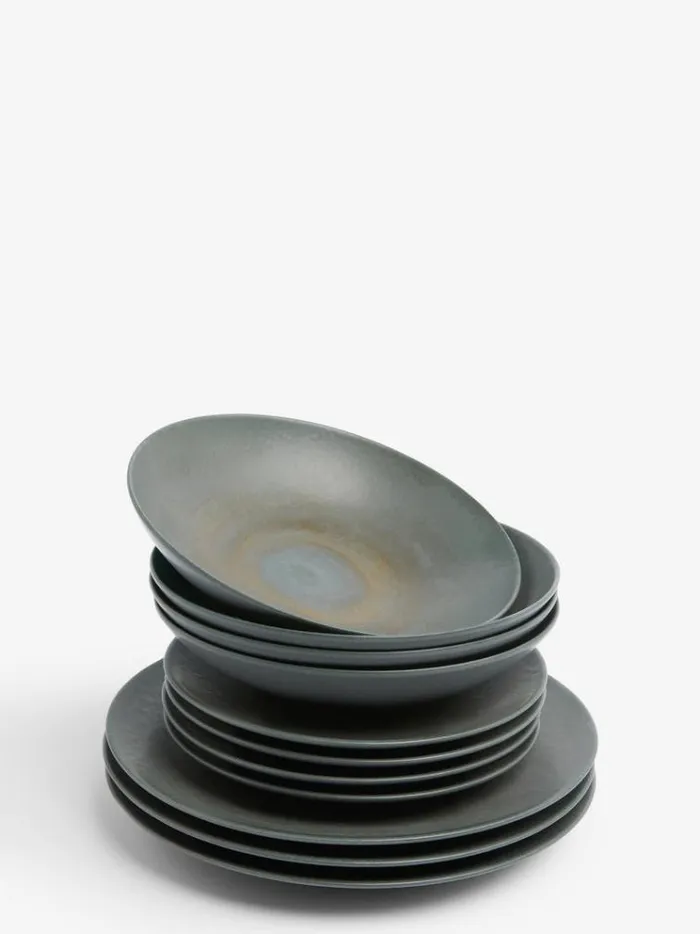 French Connection Home Accessories Zinc 12 Piece Dinner Set Black 8211 Home