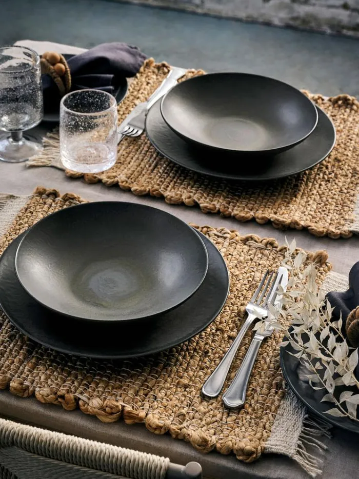French Connection Home Accessories Zinc 12 Piece Dinner Set Black 8211 Home