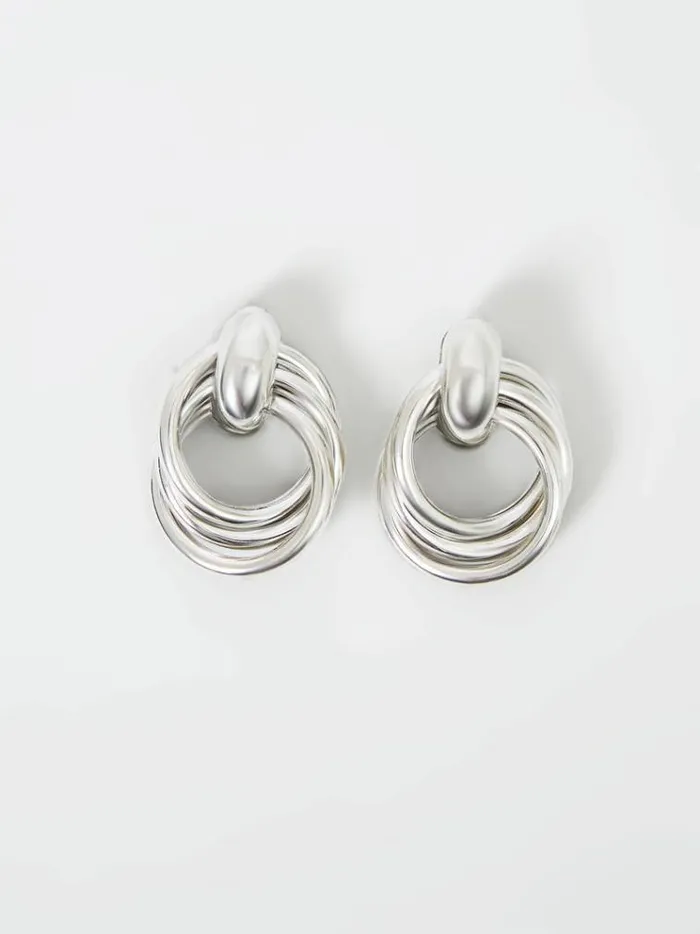 French Connection Jewellery Interlocking Metal Knot Earrings Rhodium 8211 Woman