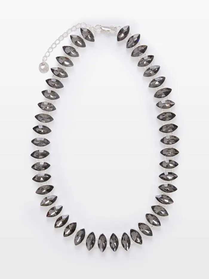French Connection Jewellery Oval Crystal Necklace Blacksilver 8211 Woman