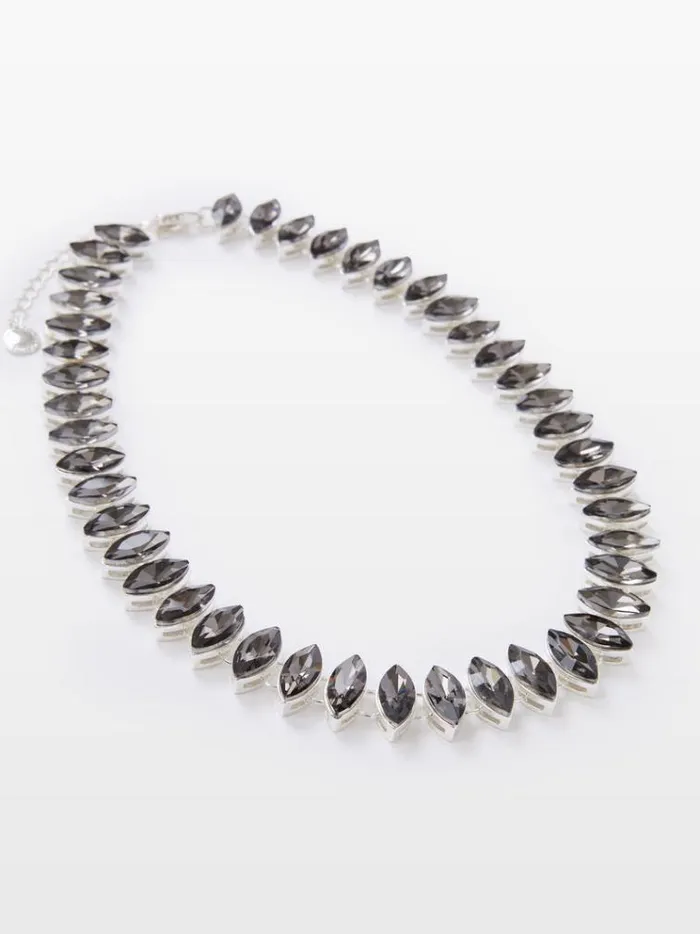 French Connection Jewellery Oval Crystal Necklace Blacksilver 8211 Woman