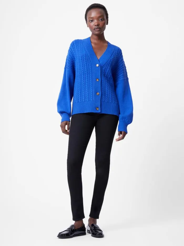 French Connection Jumpers and Cardigans Babysoft Cable Knit Cardigan Cobalt 8211 Woman