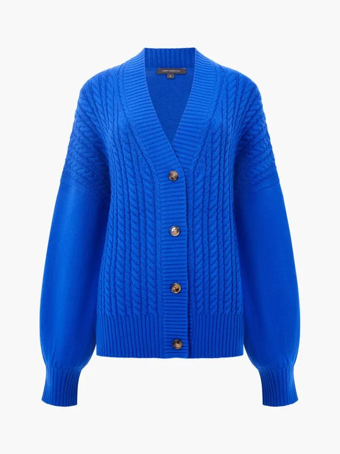 French Connection Jumpers and Cardigans Babysoft Cable Knit Cardigan Cobalt 8211 Woman