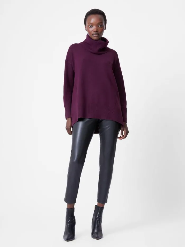 French Connection Jumpers and Cardigans Babysoft Ribbed Cowl Neck Jumper Blackberry 8211 Woman