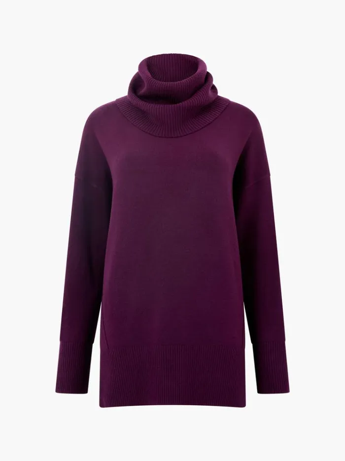 French Connection Jumpers and Cardigans Babysoft Ribbed Cowl Neck Jumper Blackberry 8211 Woman