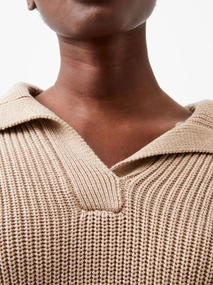 French Connection Jumpers and Cardigans Joss Collared Jumper Camel 8211 Woman
