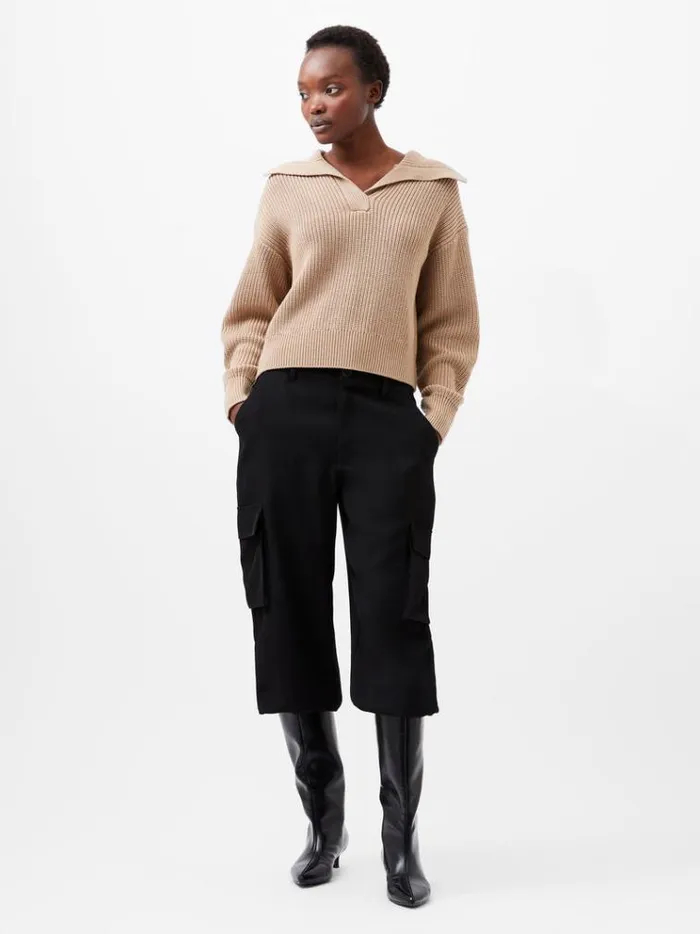 French Connection Jumpers and Cardigans Joss Collared Jumper Camel 8211 Woman