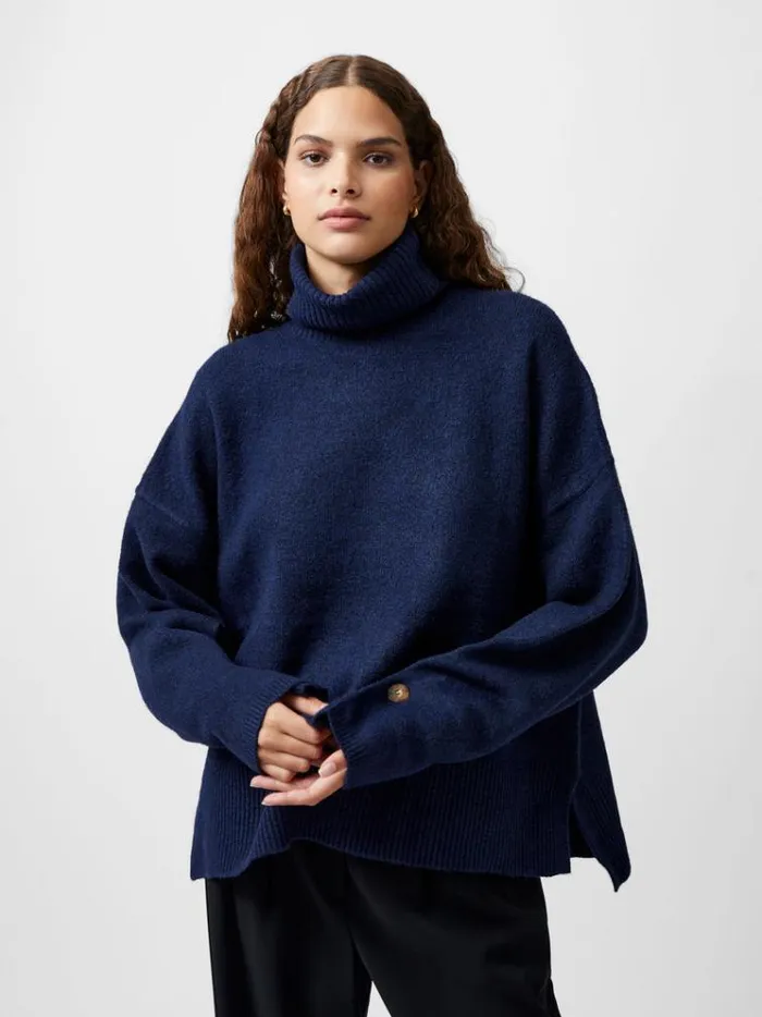 French Connection Jumpers and Cardigans Kezia Recycled Roll Neck Jumper Marine 8211 Woman