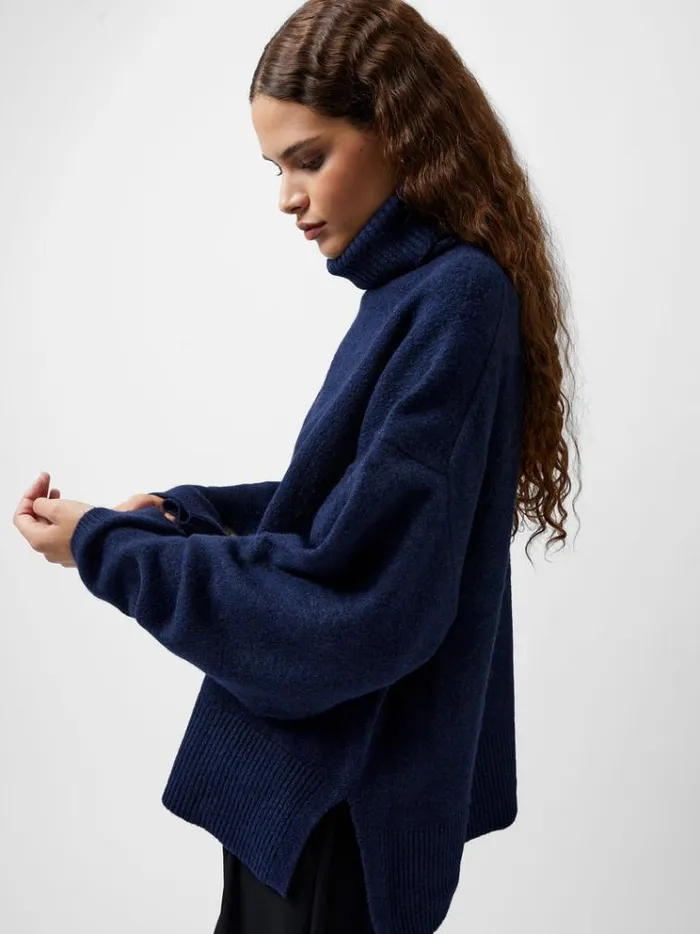 French Connection Jumpers and Cardigans Kezia Recycled Roll Neck Jumper Marine 8211 Woman