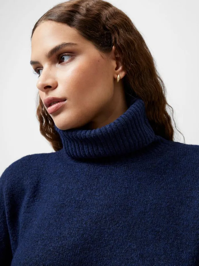 French Connection Jumpers and Cardigans Kezia Recycled Roll Neck Jumper Marine 8211 Woman