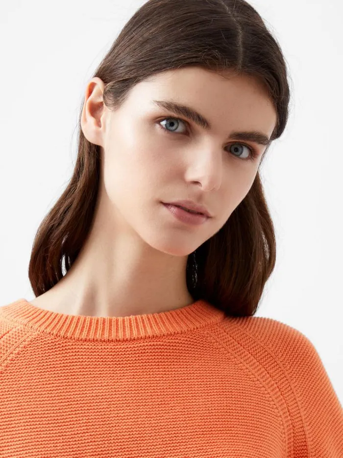 French Connection Jumpers and Cardigans Lily Mozart Long Sleeve Crew Neck Jumper Coral Rose 8211 Woman