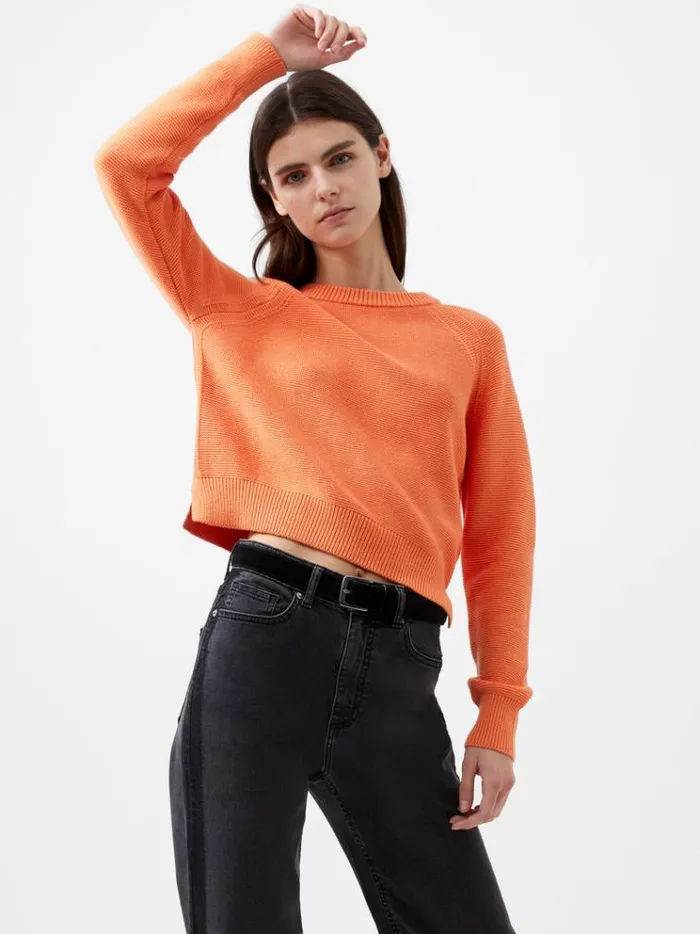 French Connection Jumpers and Cardigans Lily Mozart Long Sleeve Crew Neck Jumper Coral Rose 8211 Woman