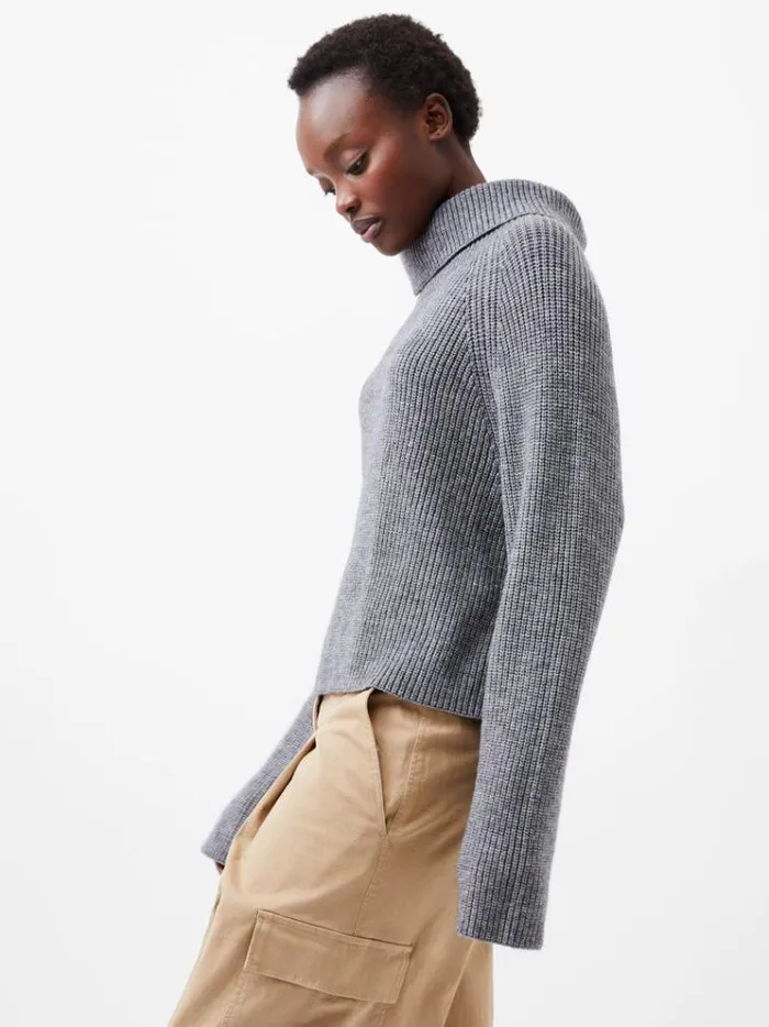 French Connection Jumpers and Cardigans Mersai Roll Neck Jumper Stone Grey Mel 8211 Woman French Connection Jumpers and Cardigans Mersai Roll Neck Jumper Stone Grey Mel 8211 Woman