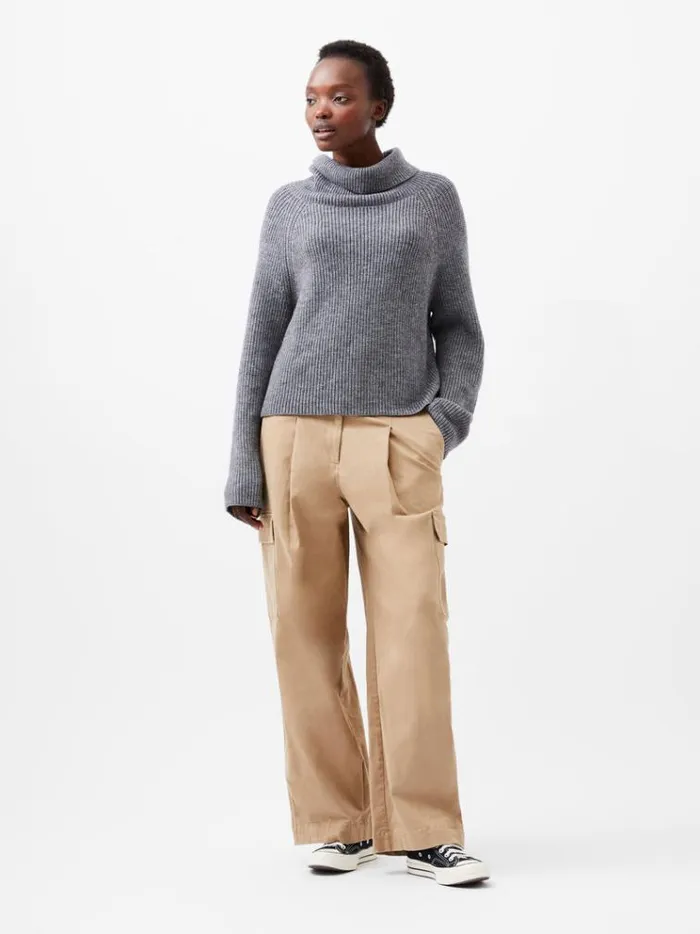 French Connection Jumpers and Cardigans Mersai Roll Neck Jumper Stone Grey Mel 8211 Woman