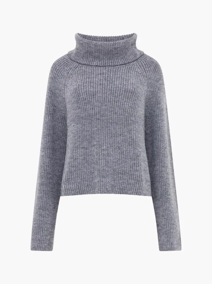 French Connection Jumpers and Cardigans Mersai Roll Neck Jumper Stone Grey Mel 8211 Woman