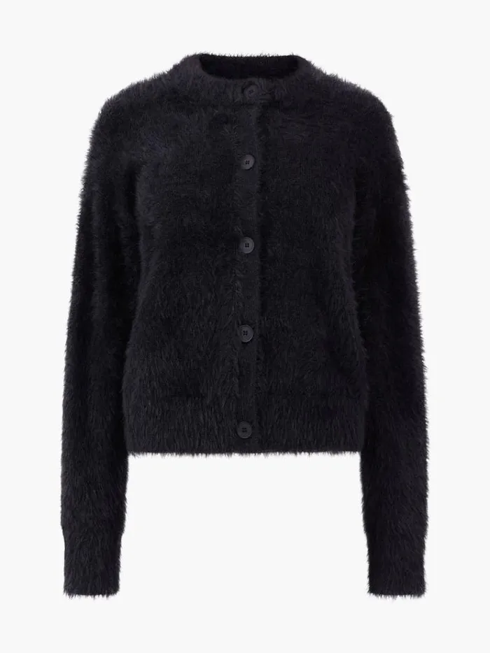 French Connection Jumpers and Cardigans Molly Feather Long Sleeve Cardigan Blackout 8211 Woman