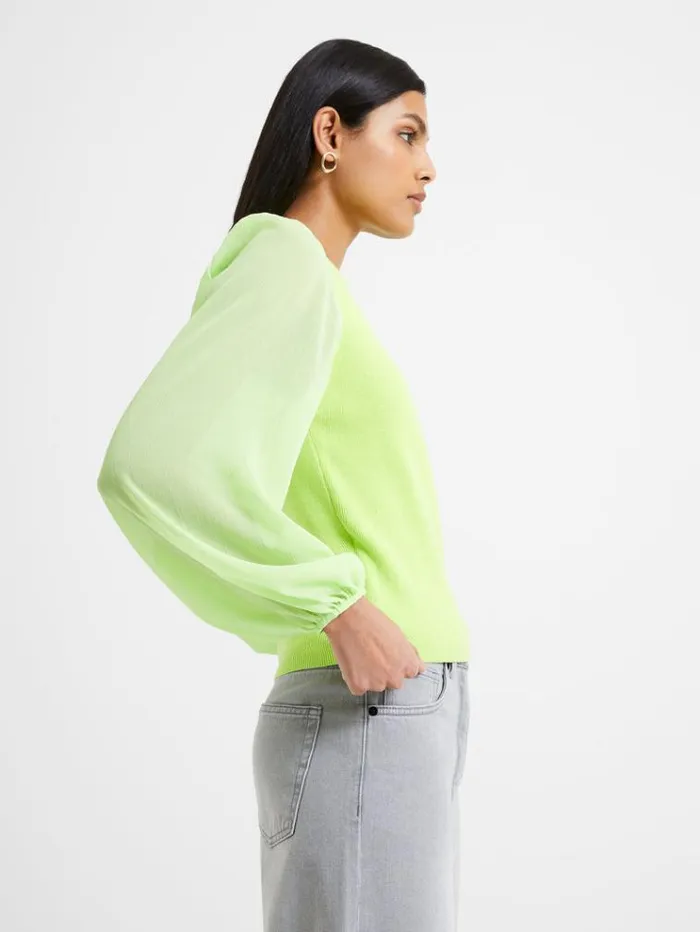 French Connection Jumpers and Cardigans Mozart Melody Mix VNeck Jumper Sharp Green 8211 Woman