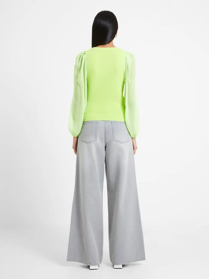 French Connection Jumpers and Cardigans Mozart Melody Mix VNeck Jumper Sharp Green 8211 Woman