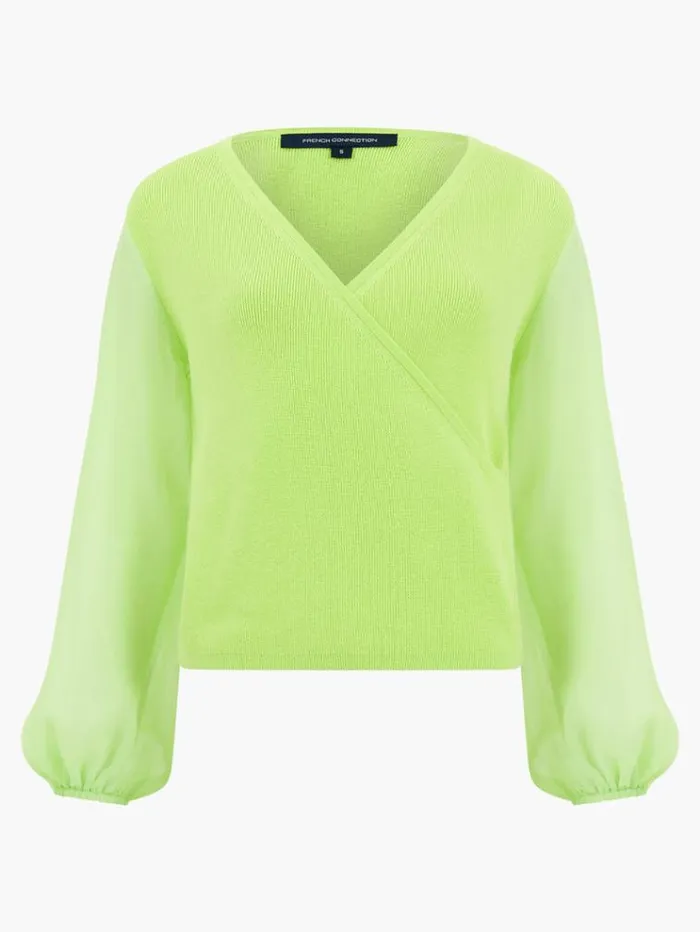 French Connection Jumpers and Cardigans Mozart Melody Mix VNeck Jumper Sharp Green 8211 Woman