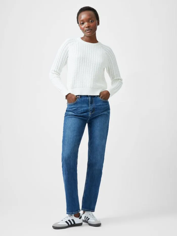 French Connection Jumpers and Cardigans Mozart Popcorn Cable Knit Jumper Winter White 8211 Woman