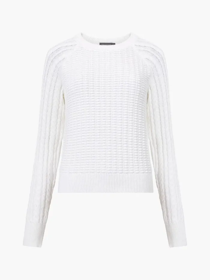 French Connection Jumpers and Cardigans Mozart Popcorn Cable Knit Jumper Winter White 8211 Woman