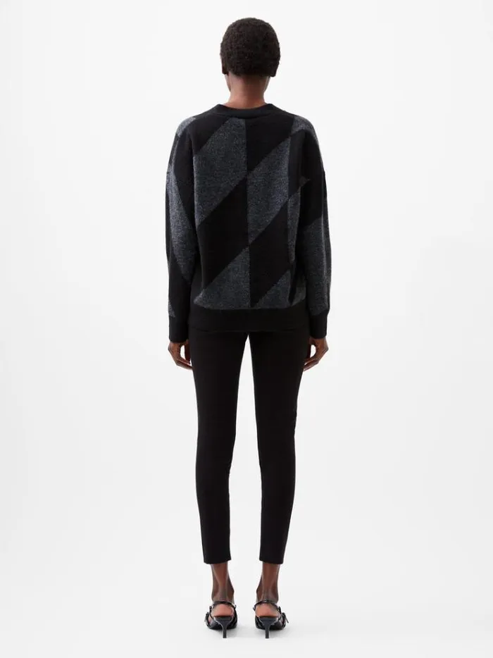 French Connection Jumpers and Cardigans Nicola Recycled Brushed Check Cardigan Blackoutdove Grey 8211 Woman