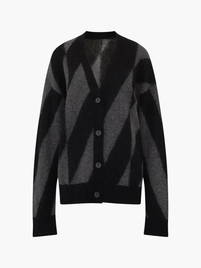 French Connection Jumpers and Cardigans Nicola Recycled Brushed Check Cardigan Blackoutdove Grey 8211 Woman