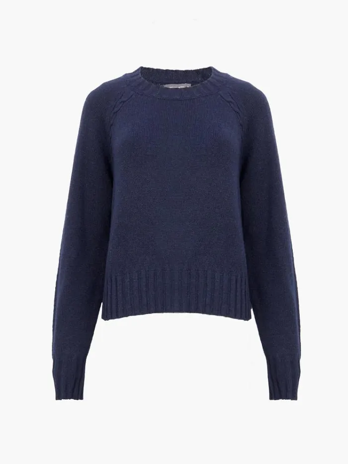 French Connection Jumpers and Cardigans Raglan Cable Plated Jumper Midnight 8211 Woman