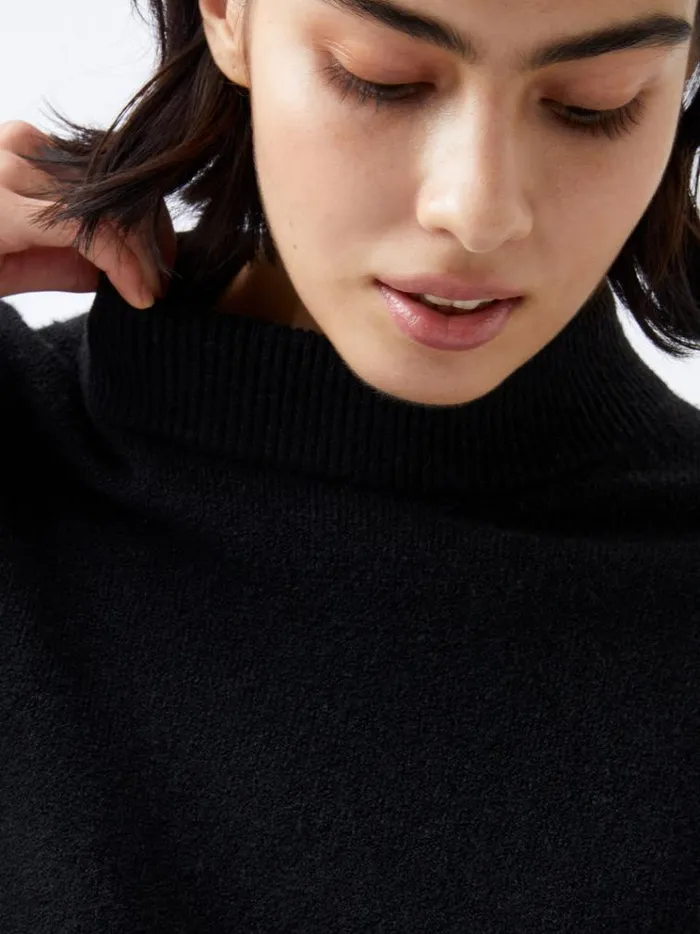 French Connection Jumpers and Cardigans Vhari Recycled Grown On Neck Jumper Black 8211 Woman